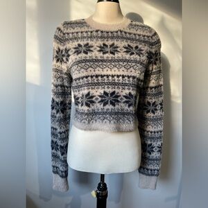 Free People Nordic Snowflake Cropped Eyelash Sweater